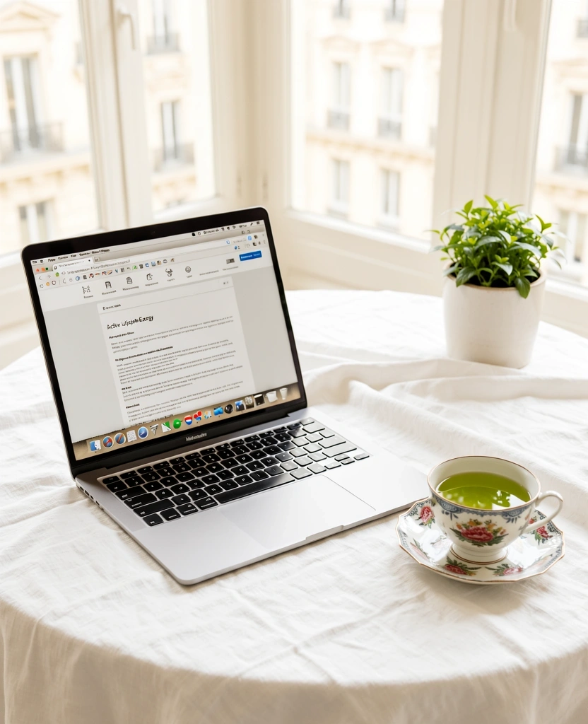 Minimalist wellness workspace